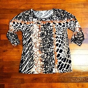 Animal Print Dana Buchman 3/4 Sleeve Womens Blouse